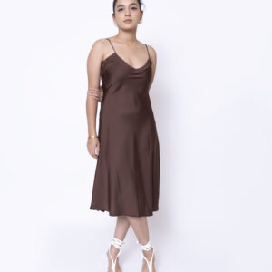 Brown Satin Midi
